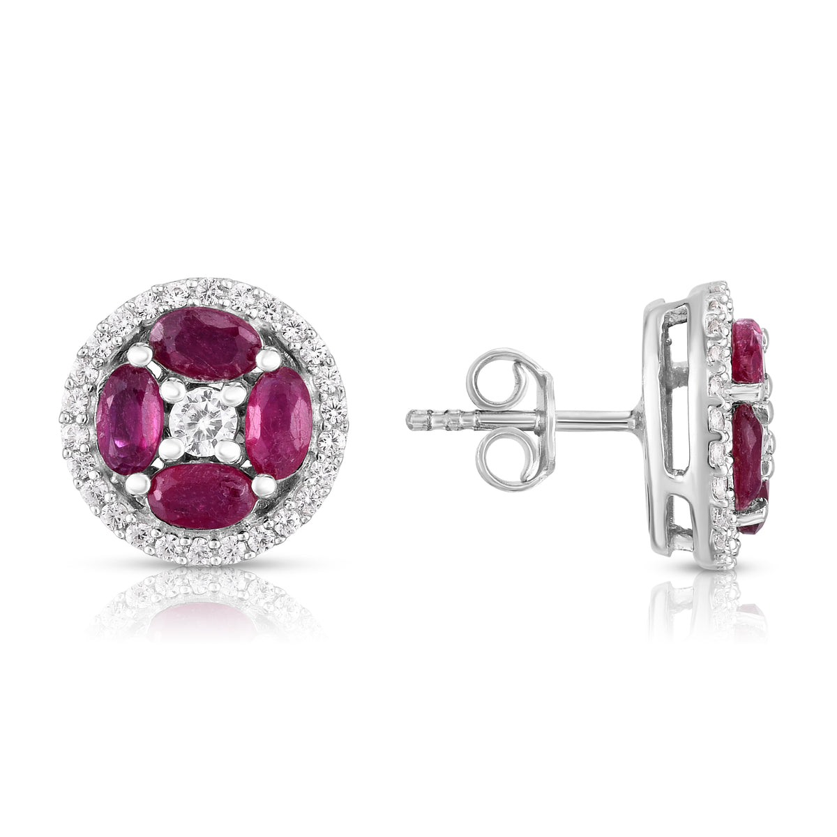 2.00 Carat Natural Ruby and White Zircon Stud Earrings – www